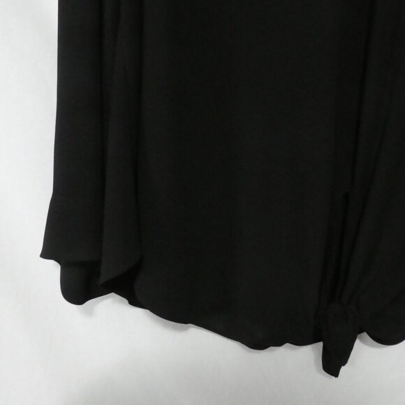 RACHEL - RACHEL ROY | 2X | Elegant Sheer Black V-Neck Blouse | Twist Knot Front - Picture 6 of 13